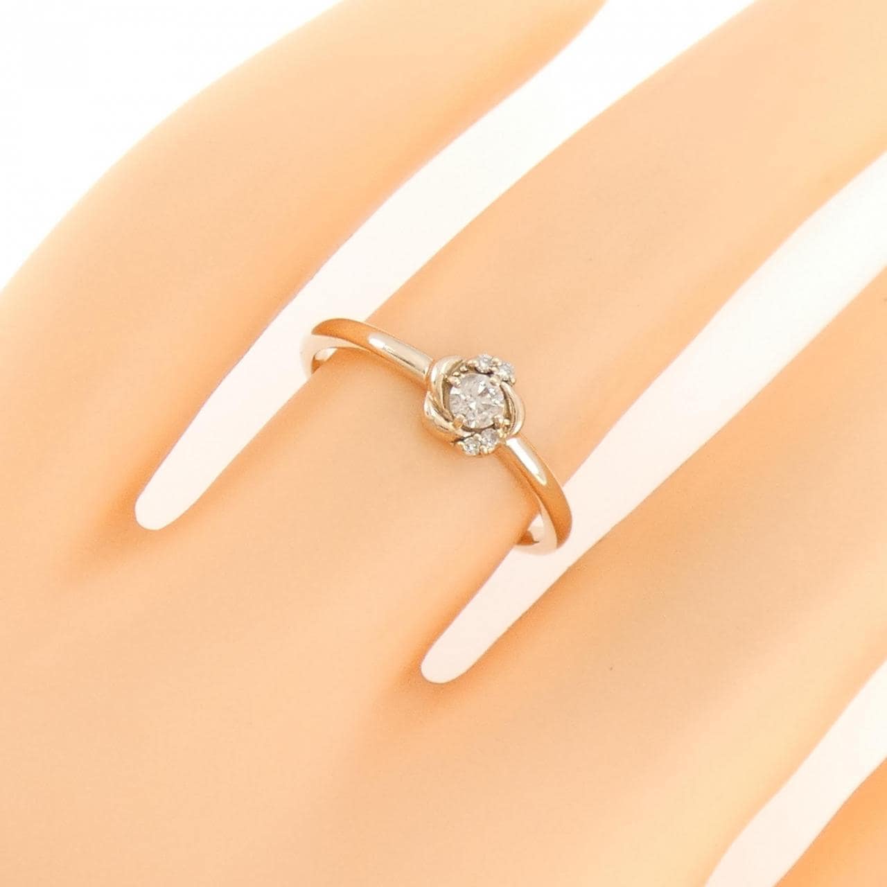 K18PG フラワー ダイヤモンド リング 0.11CT