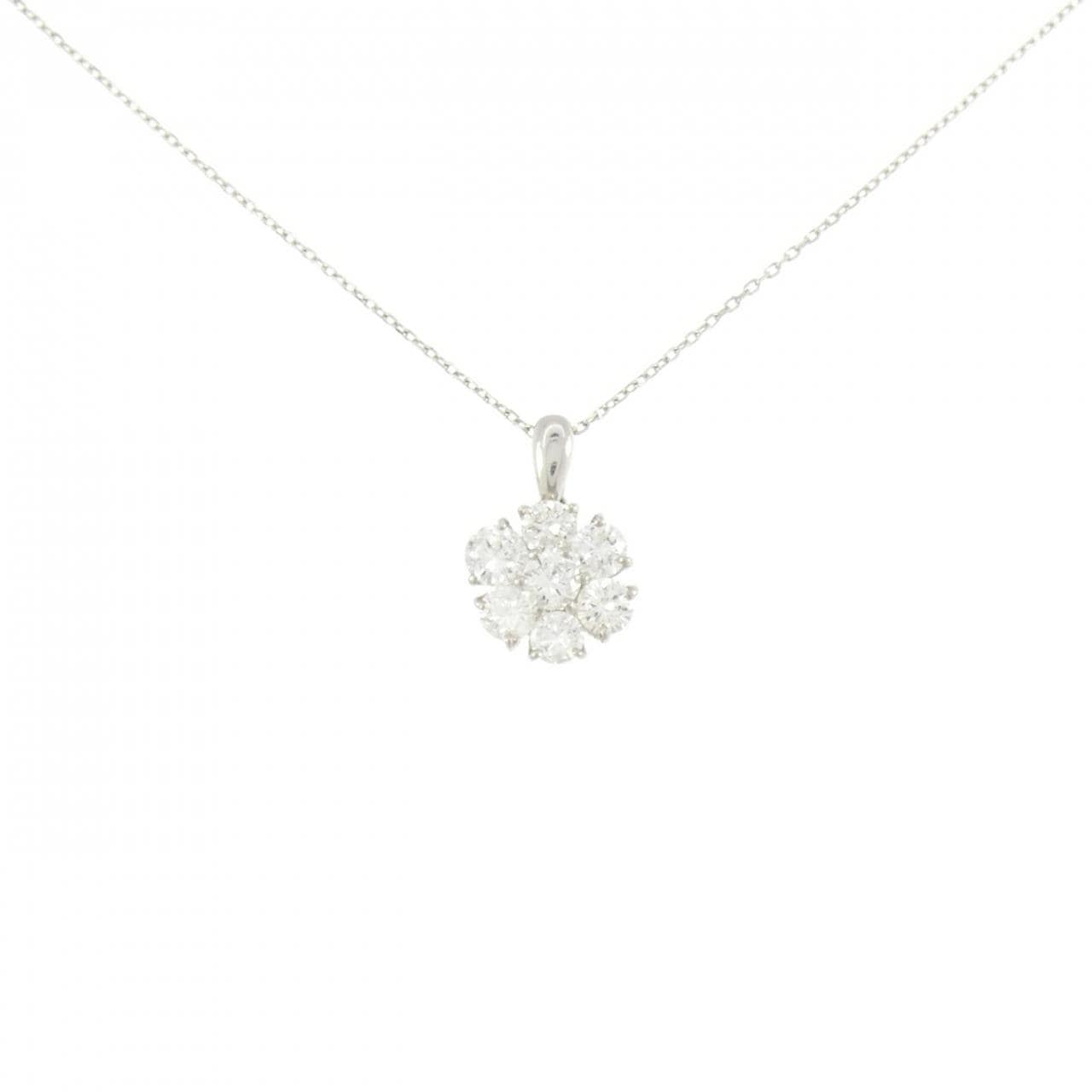 PT900/PT850 フラワー ダイヤモンド ネックレス 1.00CT