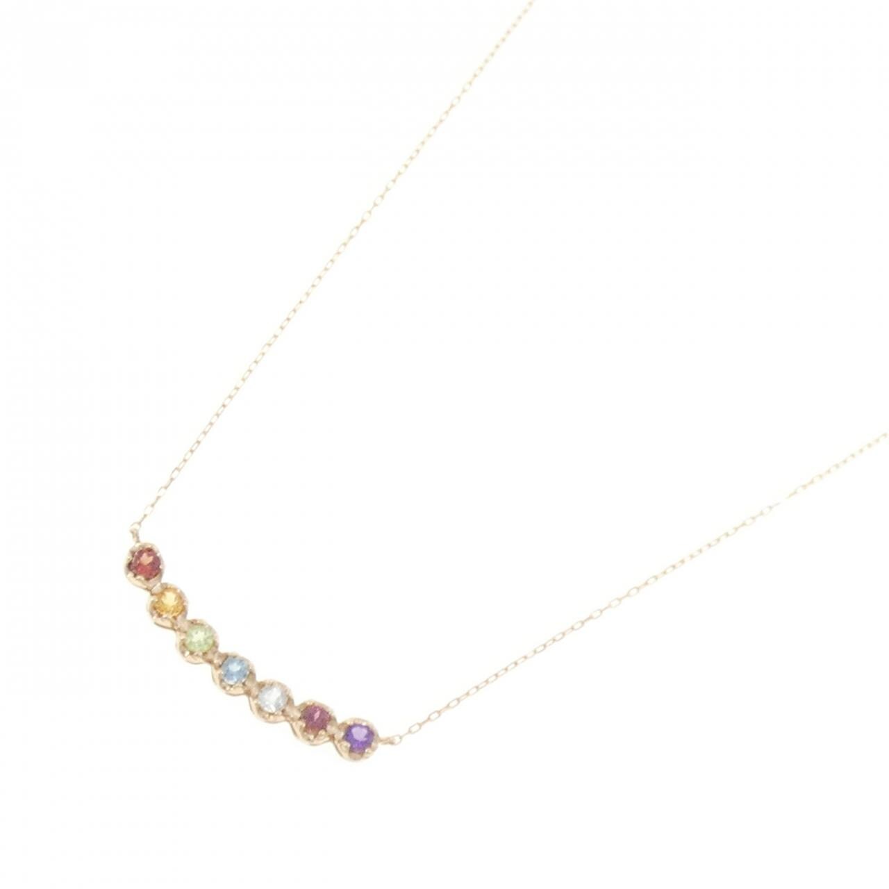 K18PG colored stone necklace
