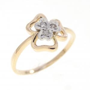 K18YG/PT900 フラワー ダイヤモンド リング 0.03CT