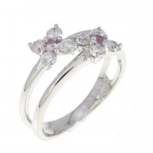 K18WG フラワー サファイヤ リング 0.11CT