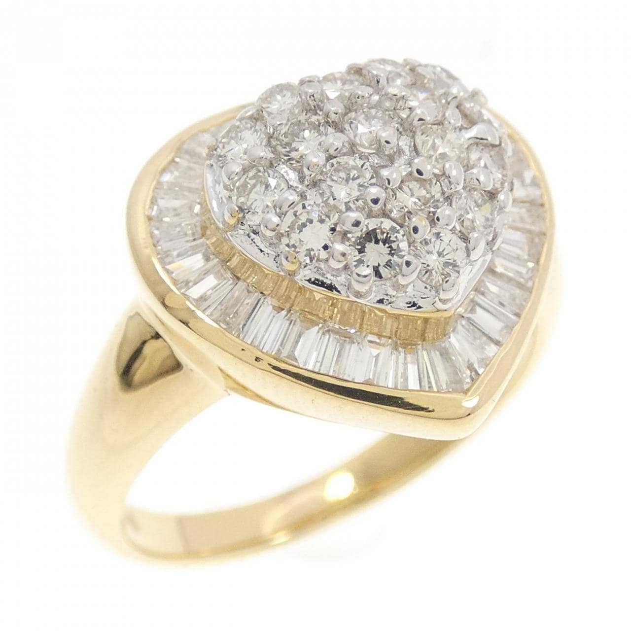 K18YG/K18WG ハート ダイヤモンド リング 1.08CT