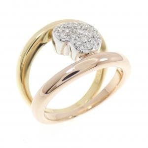 K18スリーカラー パヴェ ハート ダイヤモンド リング 0.26CT