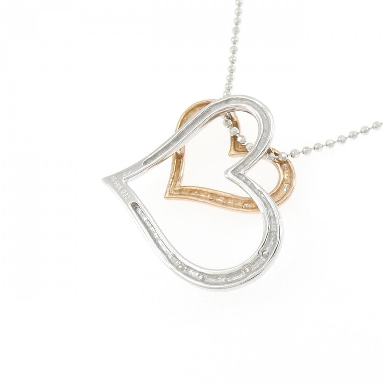 K14WG/K18PG ハート ダイヤモンド ネックレス 0.09CT