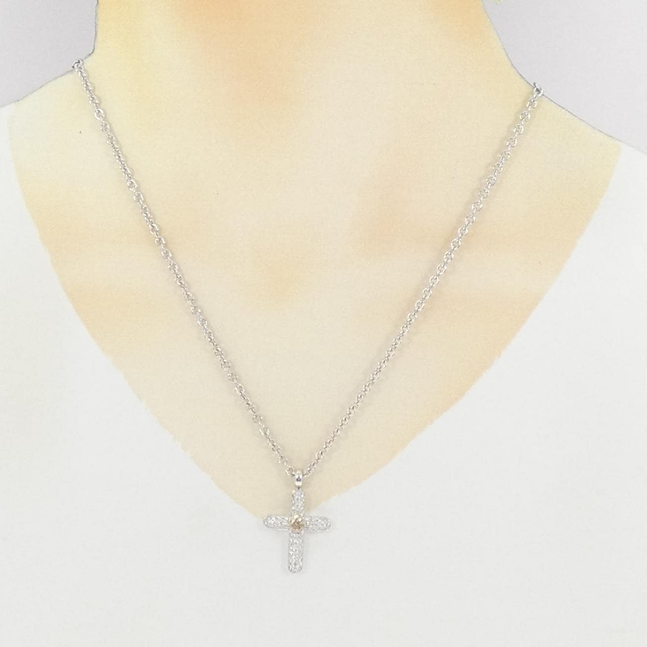 カシケイ クロス ダイヤモンド ネックレス 0.40CT