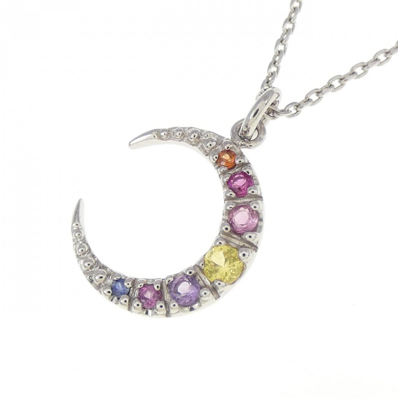 K10WG Moon Color Stone Necklace