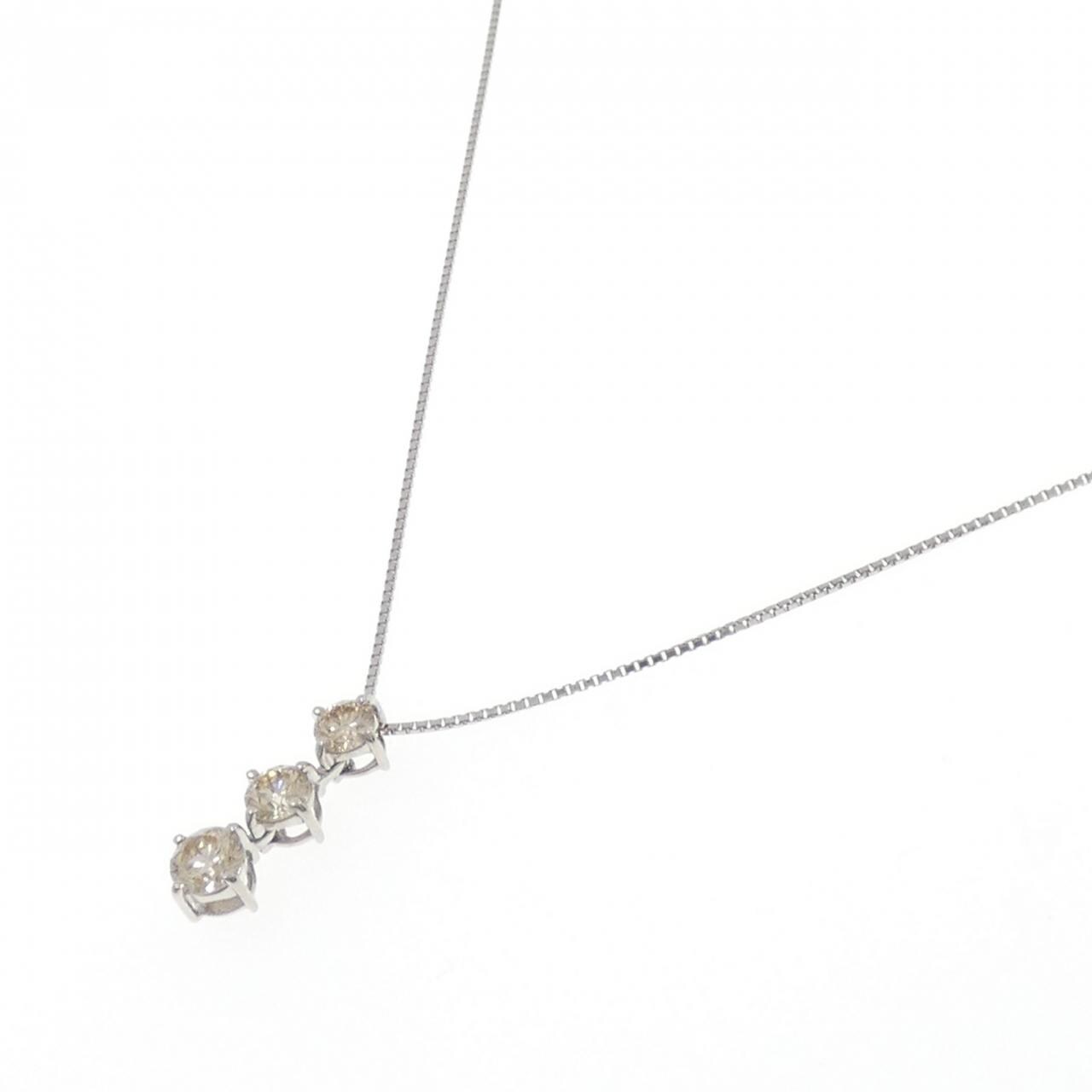PT900/PT850 スリーストーン ダイヤモンド ネックレス 1.00CT