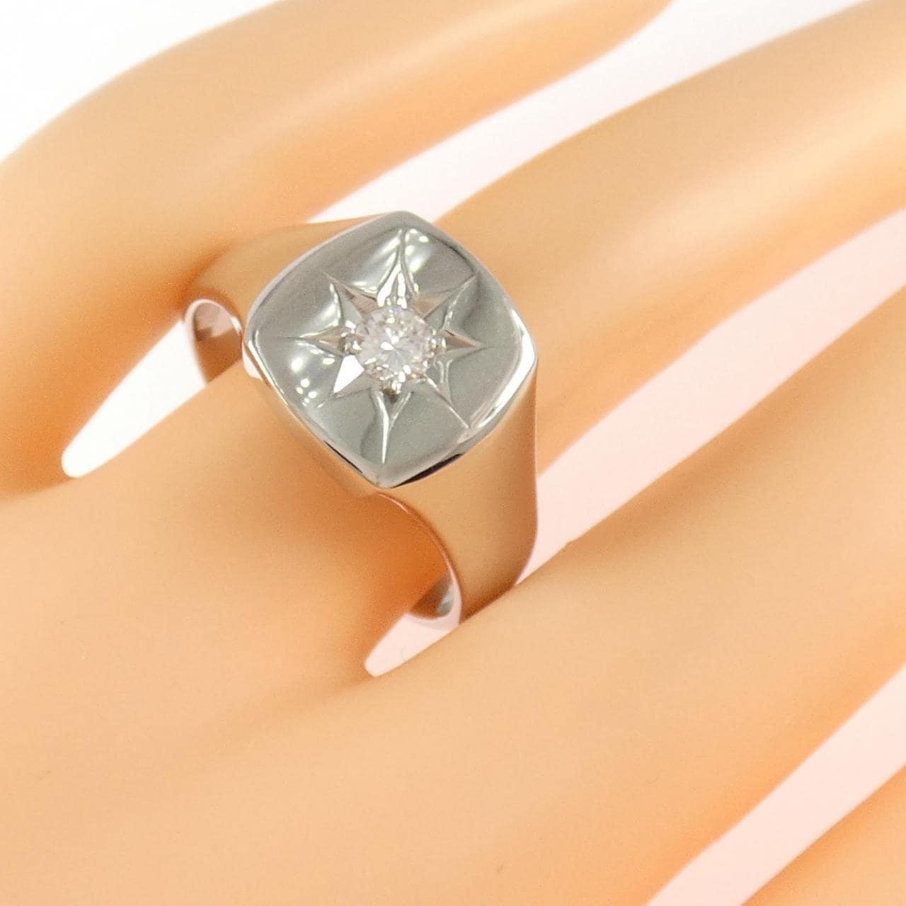 PT900 印台 ダイヤモンド リング 0.18CT