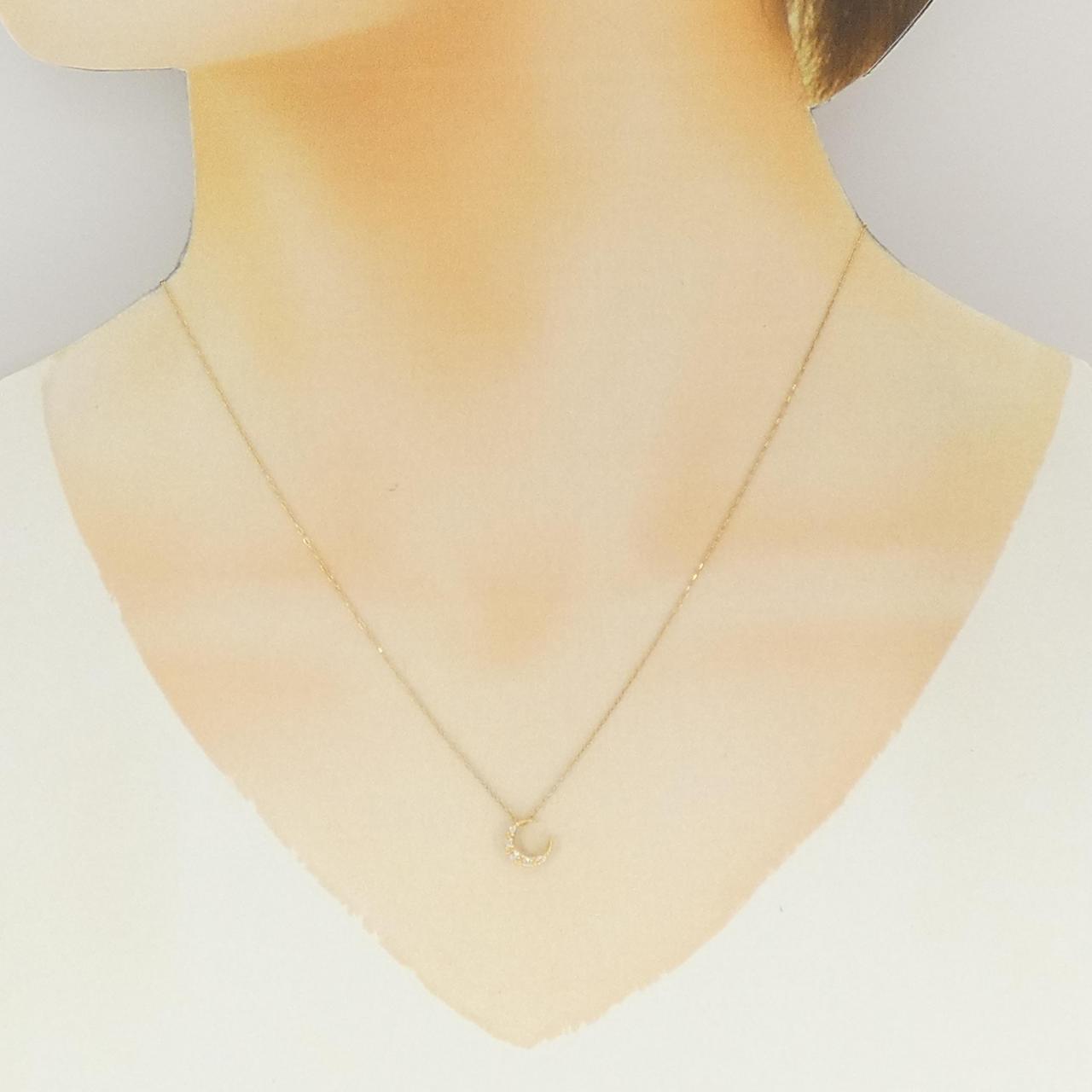 K18YG ムーン ダイヤモンド ネックレス 0.04CT