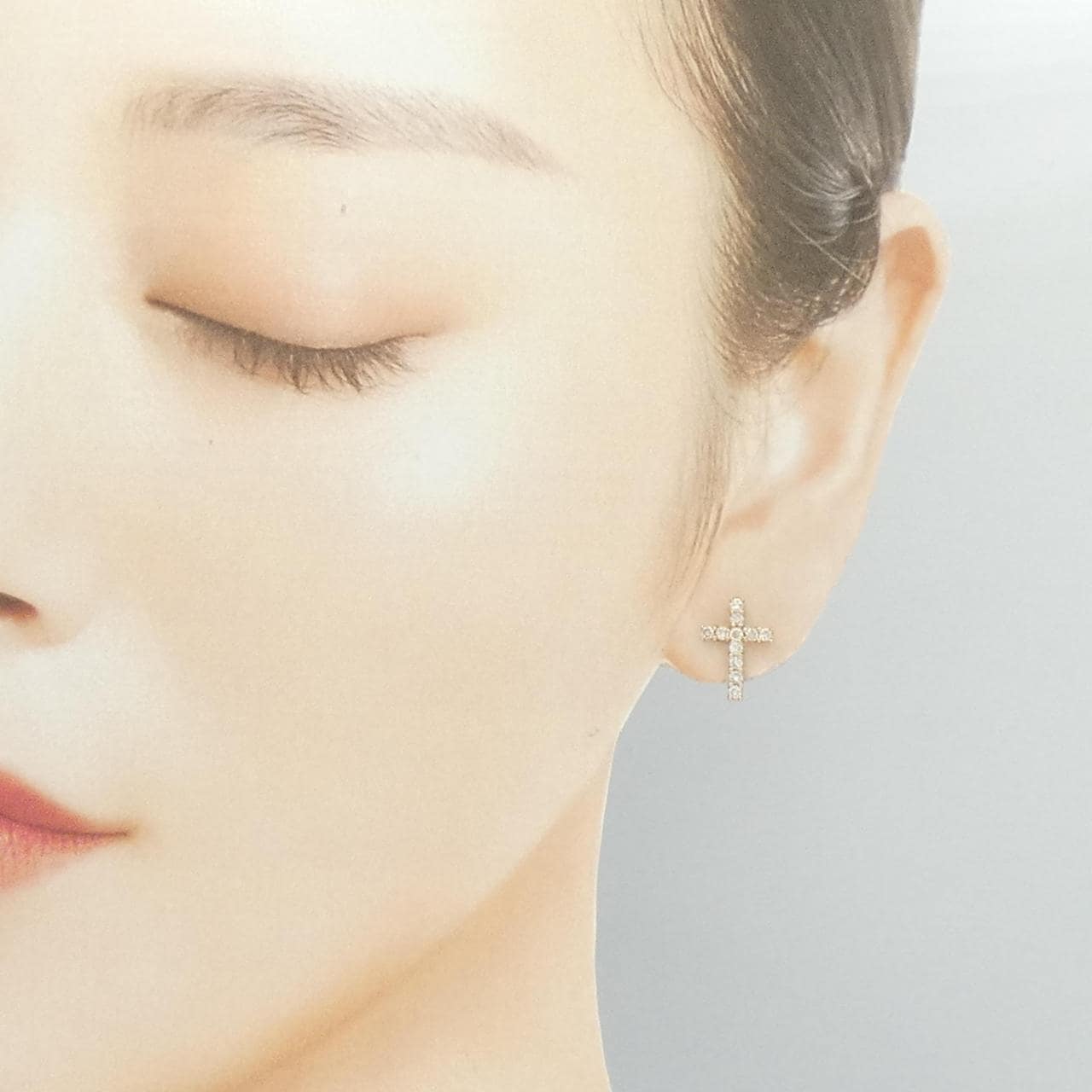 K18PG クロス ダイヤモンド ピアス 0.50CT