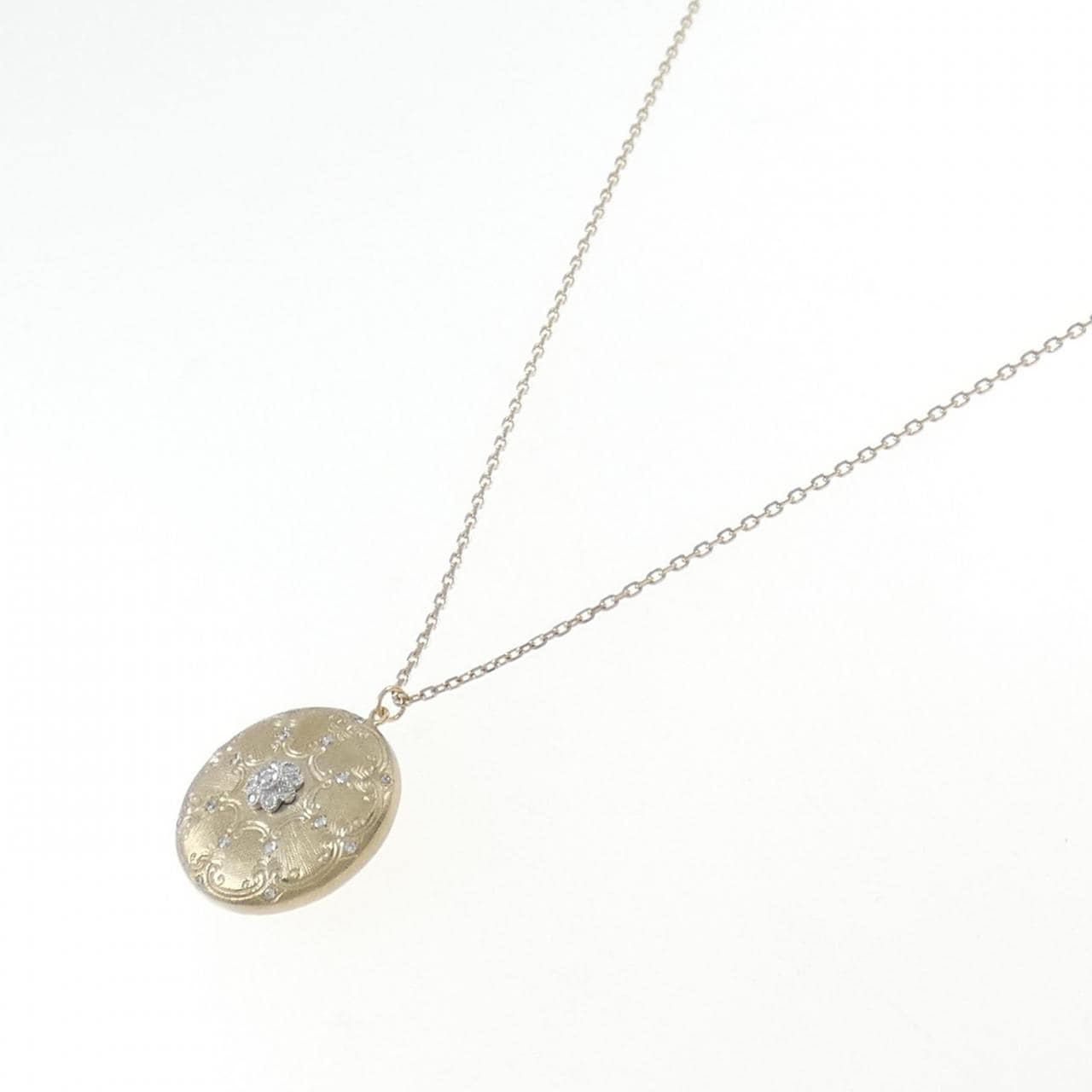 K18YG/PT Diamond necklace 0.14CT