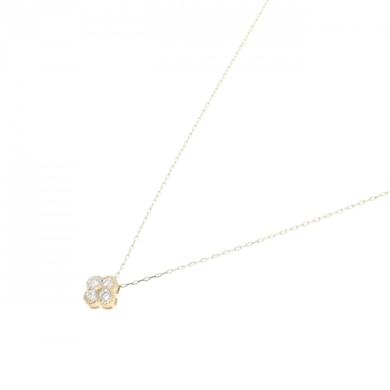 【新品】K18YG フラワー ダイヤモンド ネックレス 0.20CT