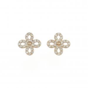 K18PG フラワー ダイヤモンド ピアス 0.16CT