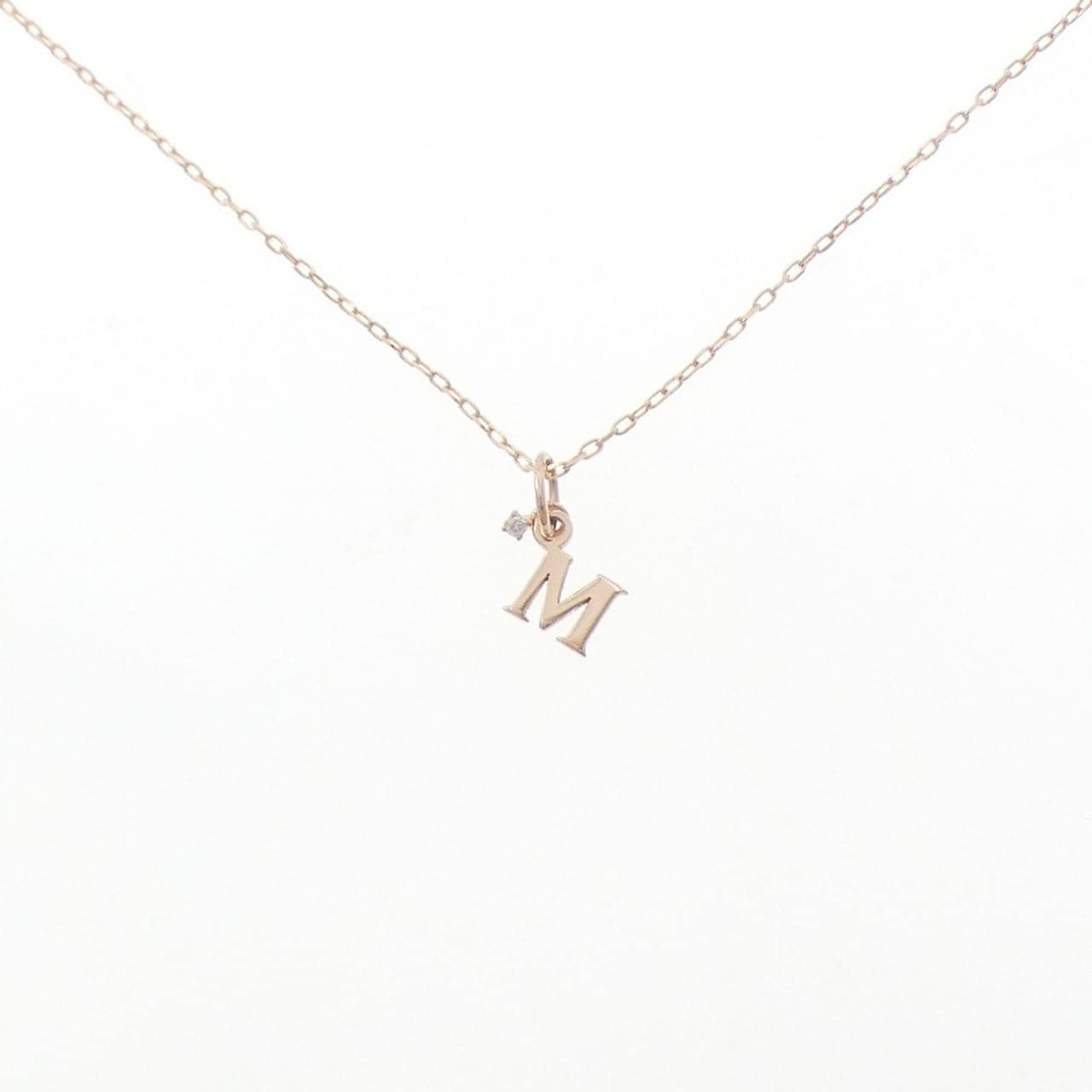 K14PG/K18PG イニシャルM ダイヤモンド ネックレス