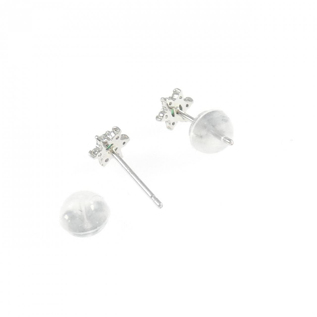 PT900 フラワー エメラルド ピアス