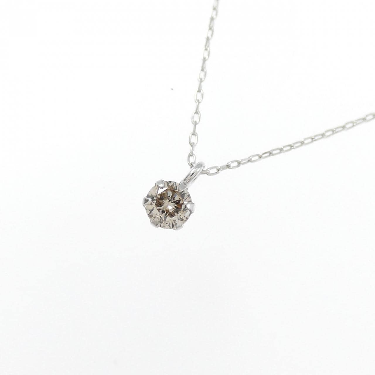 K10WG ソリティア ダイヤモンド ネックレス 0.08CT