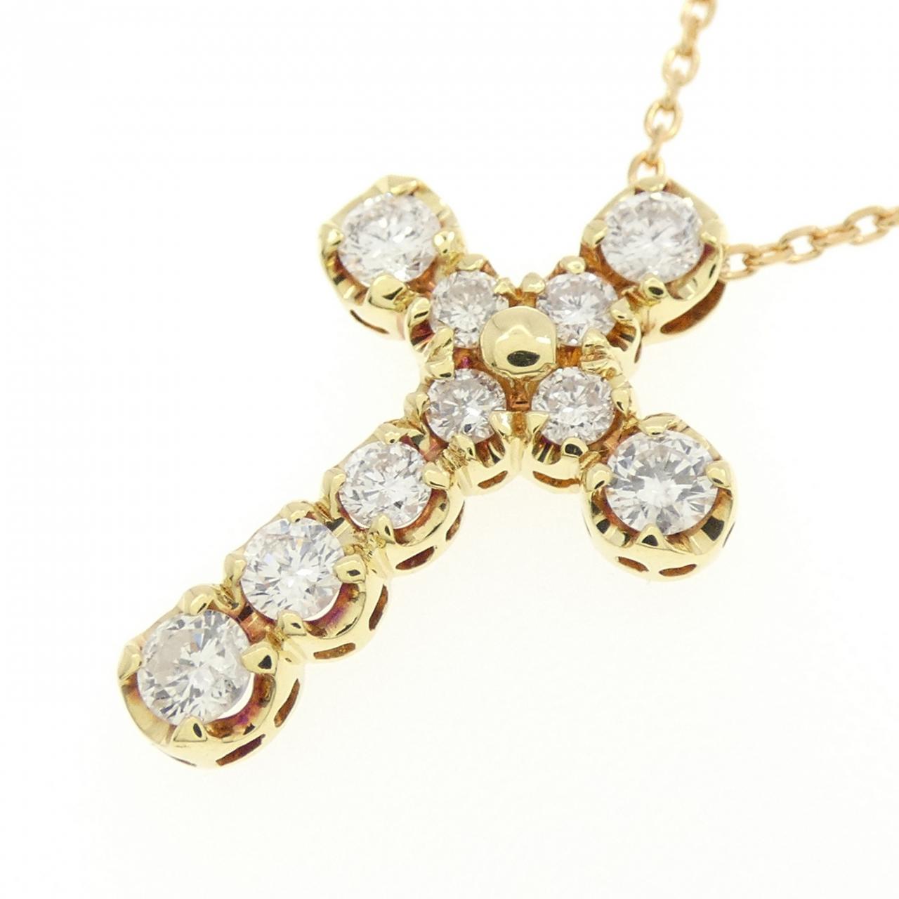 K18YG クロス ダイヤモンド ネックレス 0.50CT