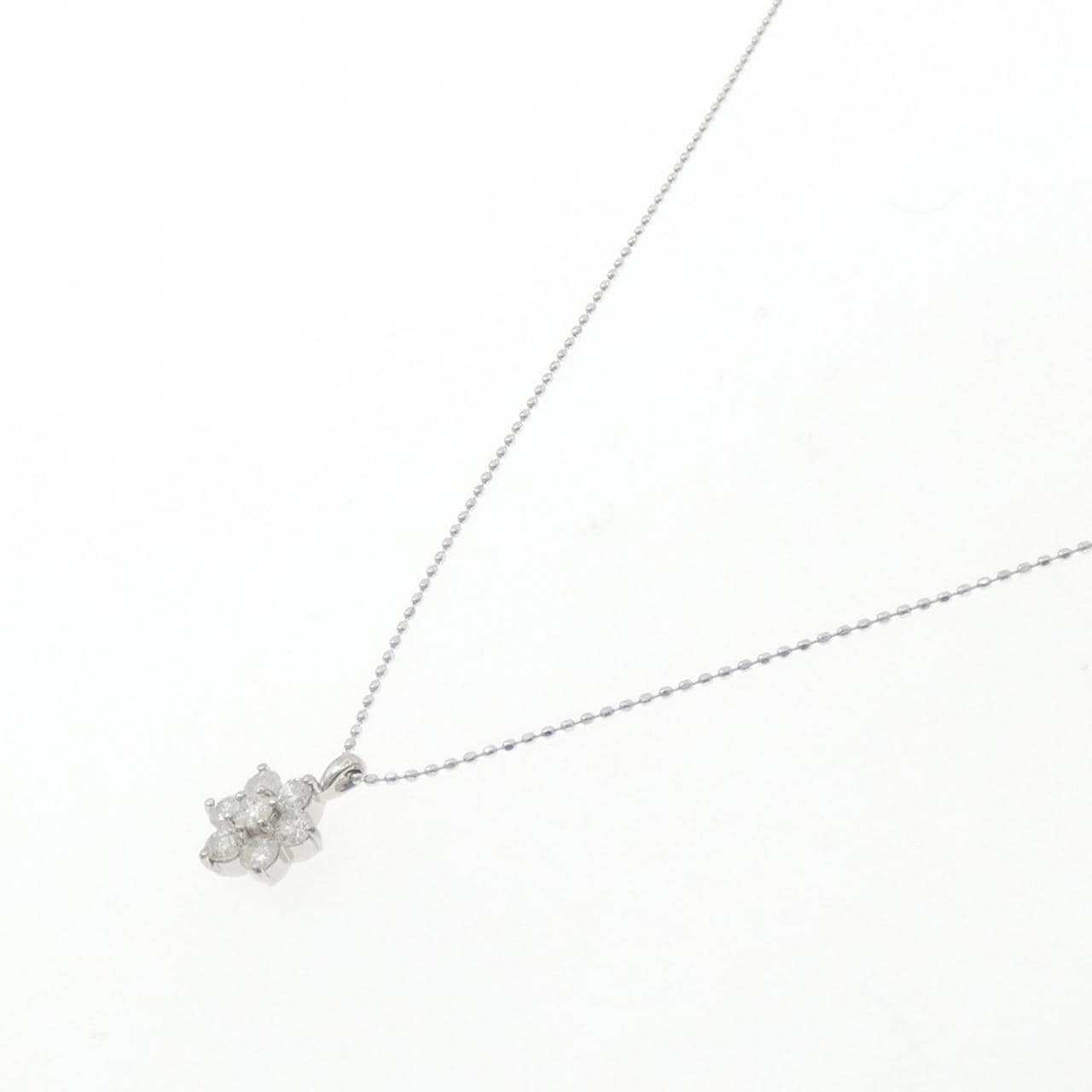 PT900/K18WG フラワー ダイヤモンド ネックレス 0.50CT