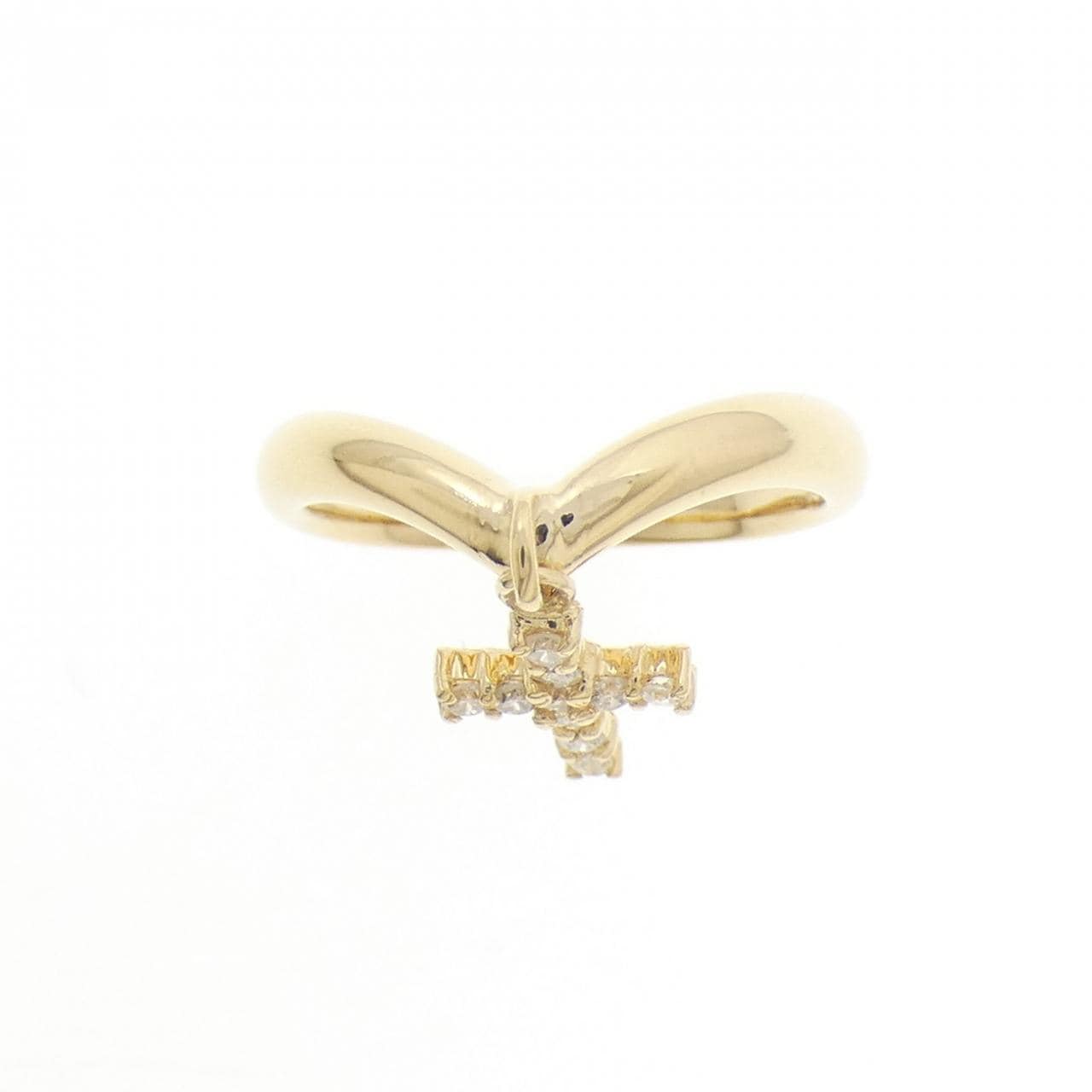 K18YG クロス ダイヤモンド リング 0.10CT