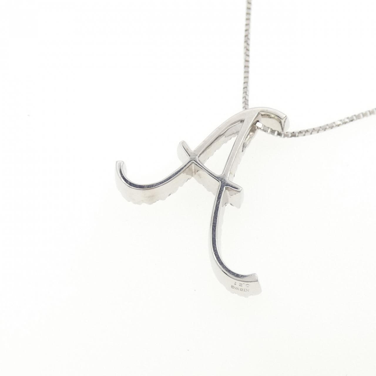 K18WG イニシャルA ダイヤモンド ネックレス 0.21CT