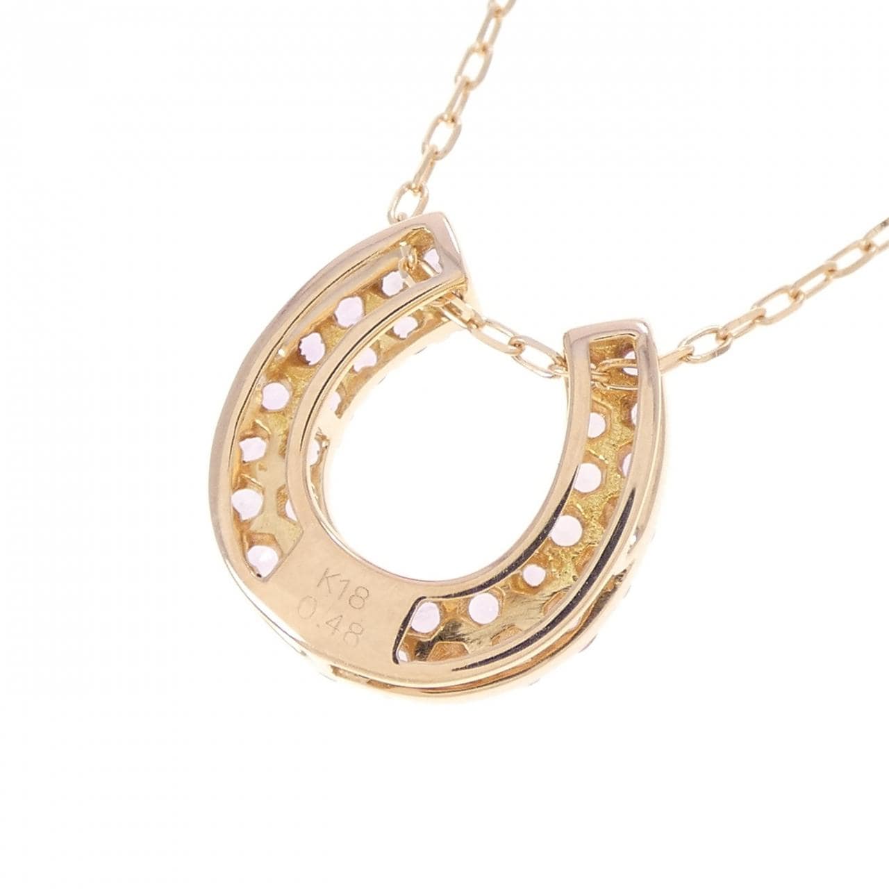 K18PG ホースシュー サファイヤ ネックレス 0.48CT