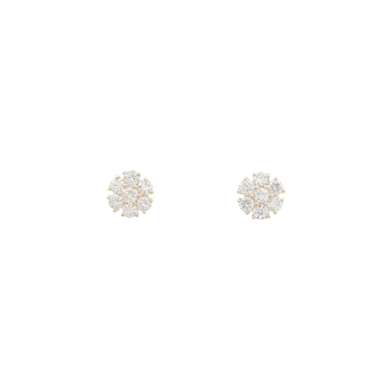 【リメイク】K10YG フラワー ダイヤモンド ピアス 0.30CT
