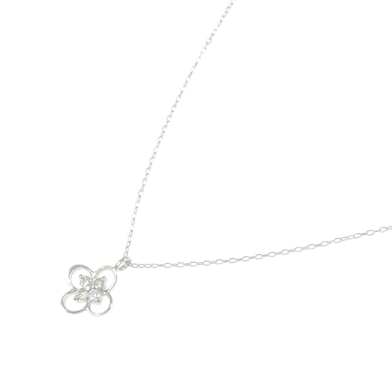PT900/PT850 フラワー ダイヤモンド ネックレス 0.11CT