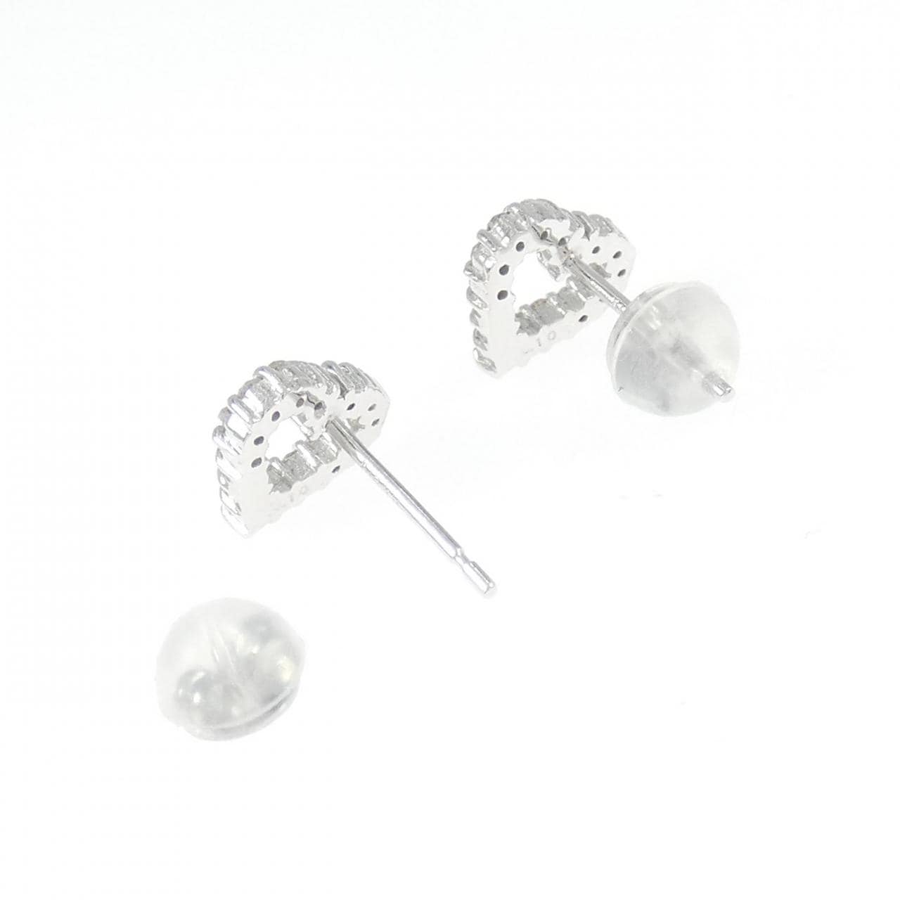 K18WG ハート ダイヤモンド ピアス 0.20CT