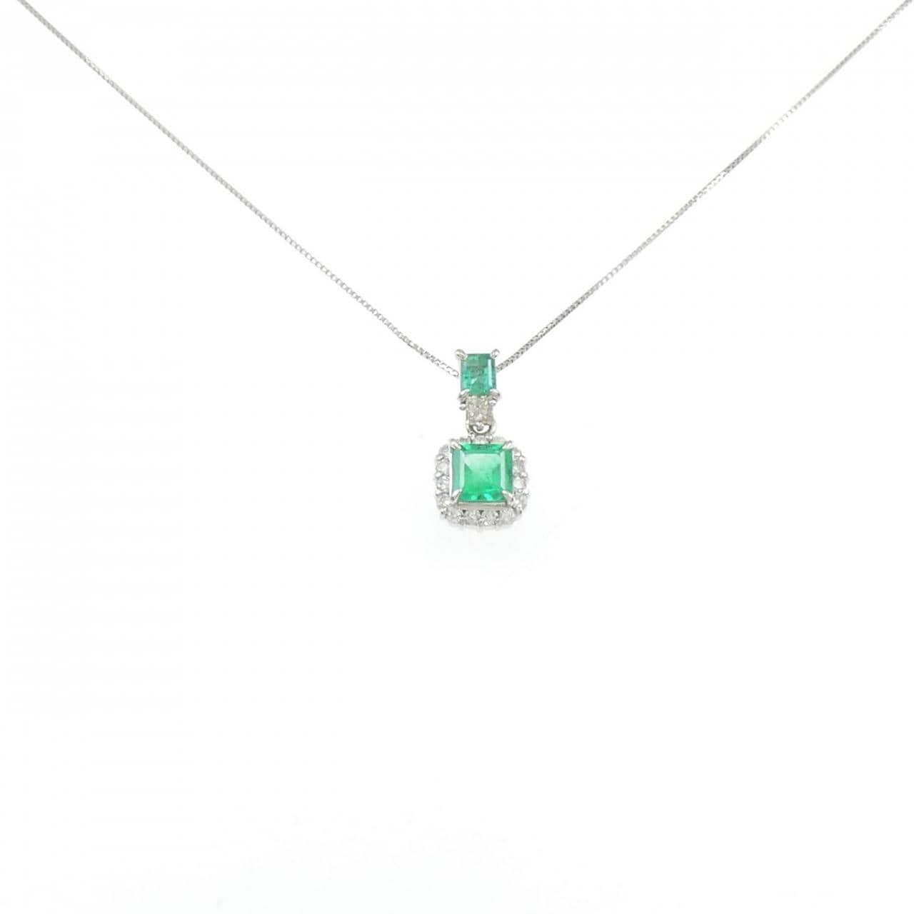 PT900/純PT エメラルド ネックレス 0.69CT