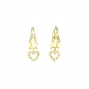 K18YG ハート ダイヤモンド ピアス 0.10CT