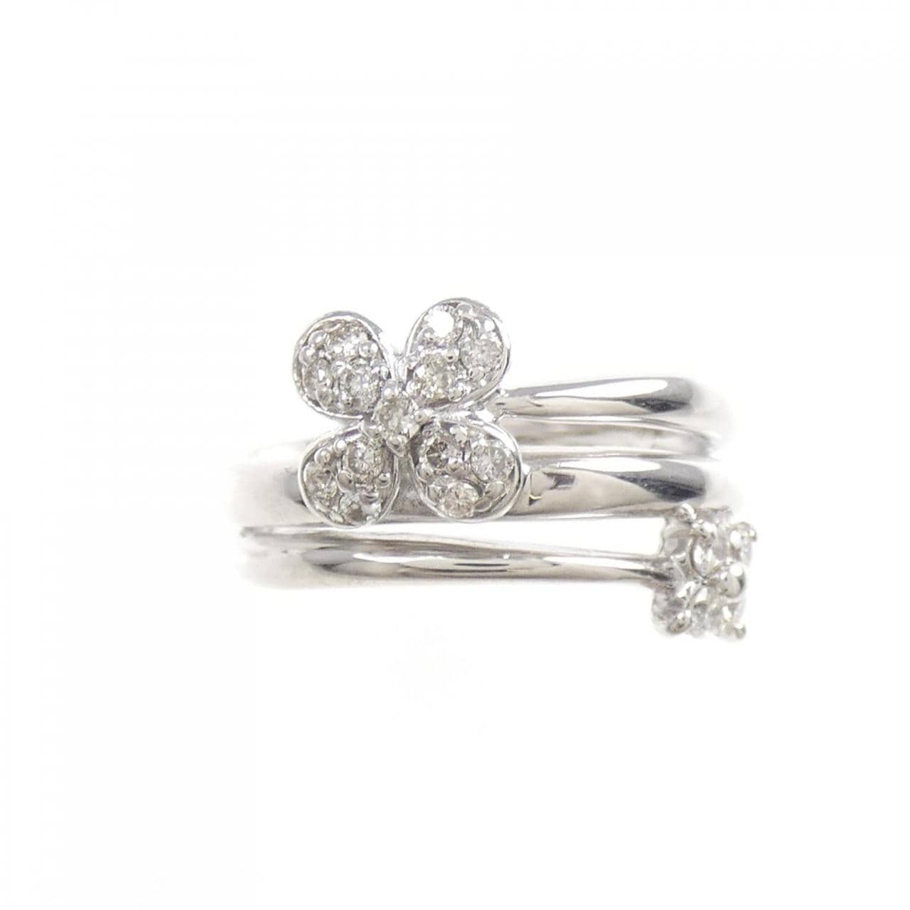 K18WG flower Diamond ring 0.20CT