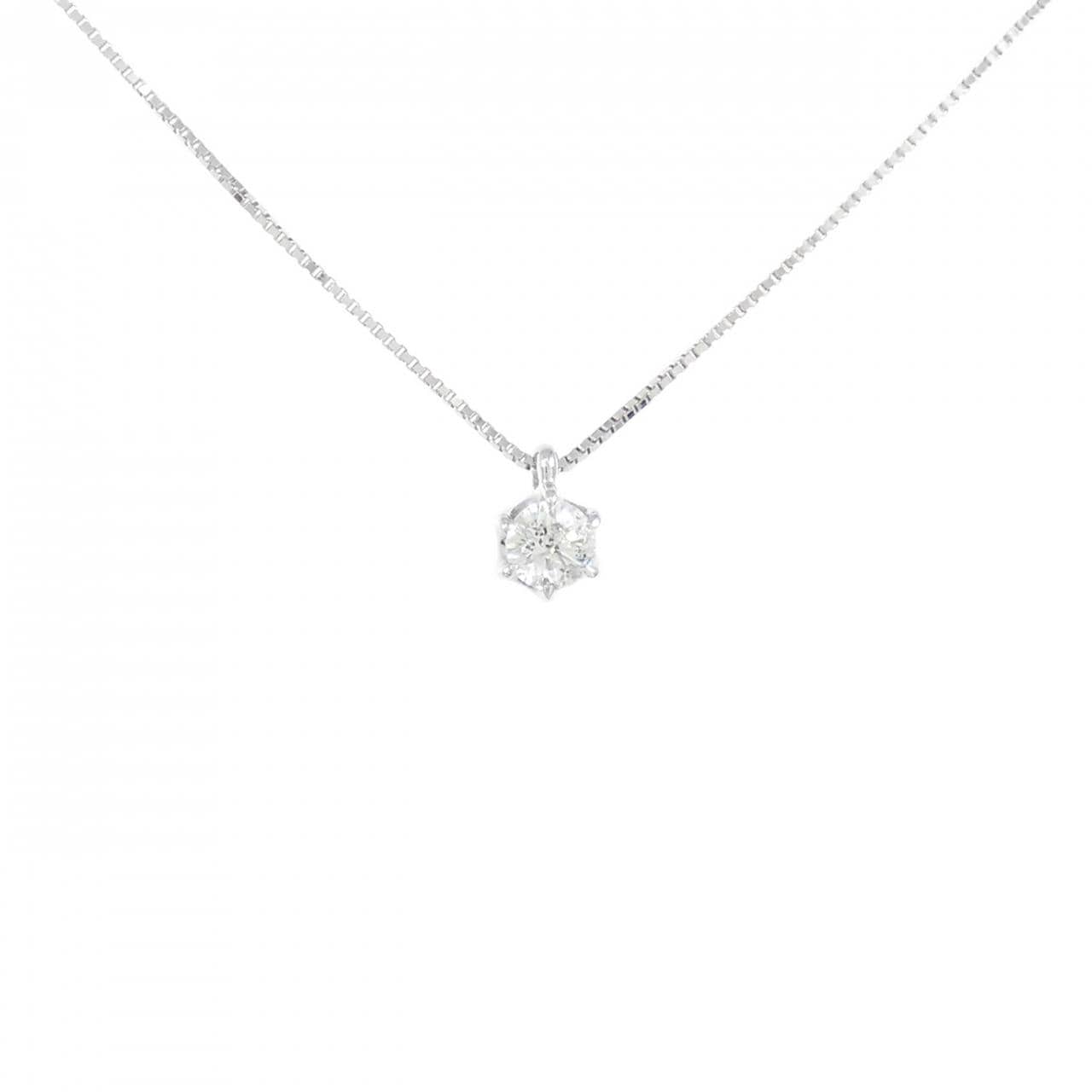 K18WG/750WG ソリティア ダイヤモンド ネックレス 0.20CT