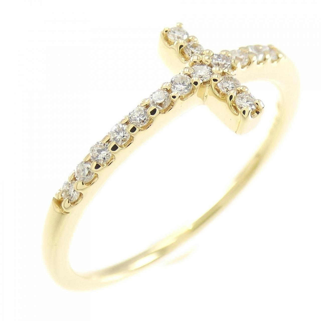 [Remake] K18YG cross Diamond ring 0.10CT