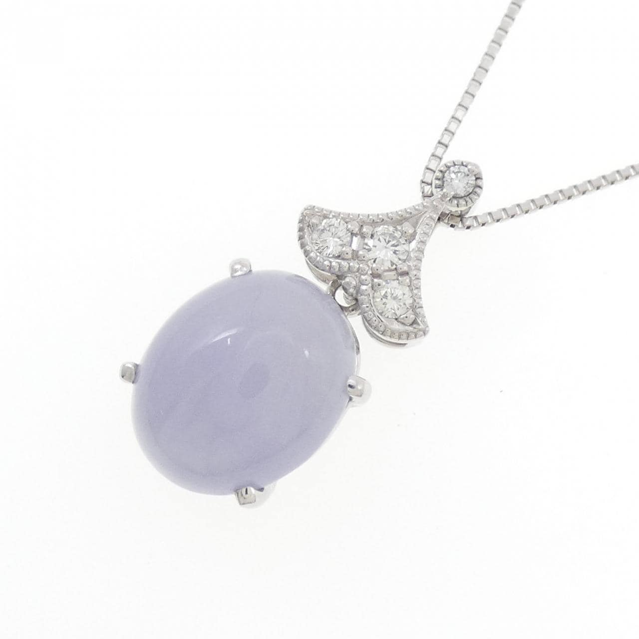 PT900/K18YG/PT850 ラベンダーヒスイ ネックレス 6.59CT