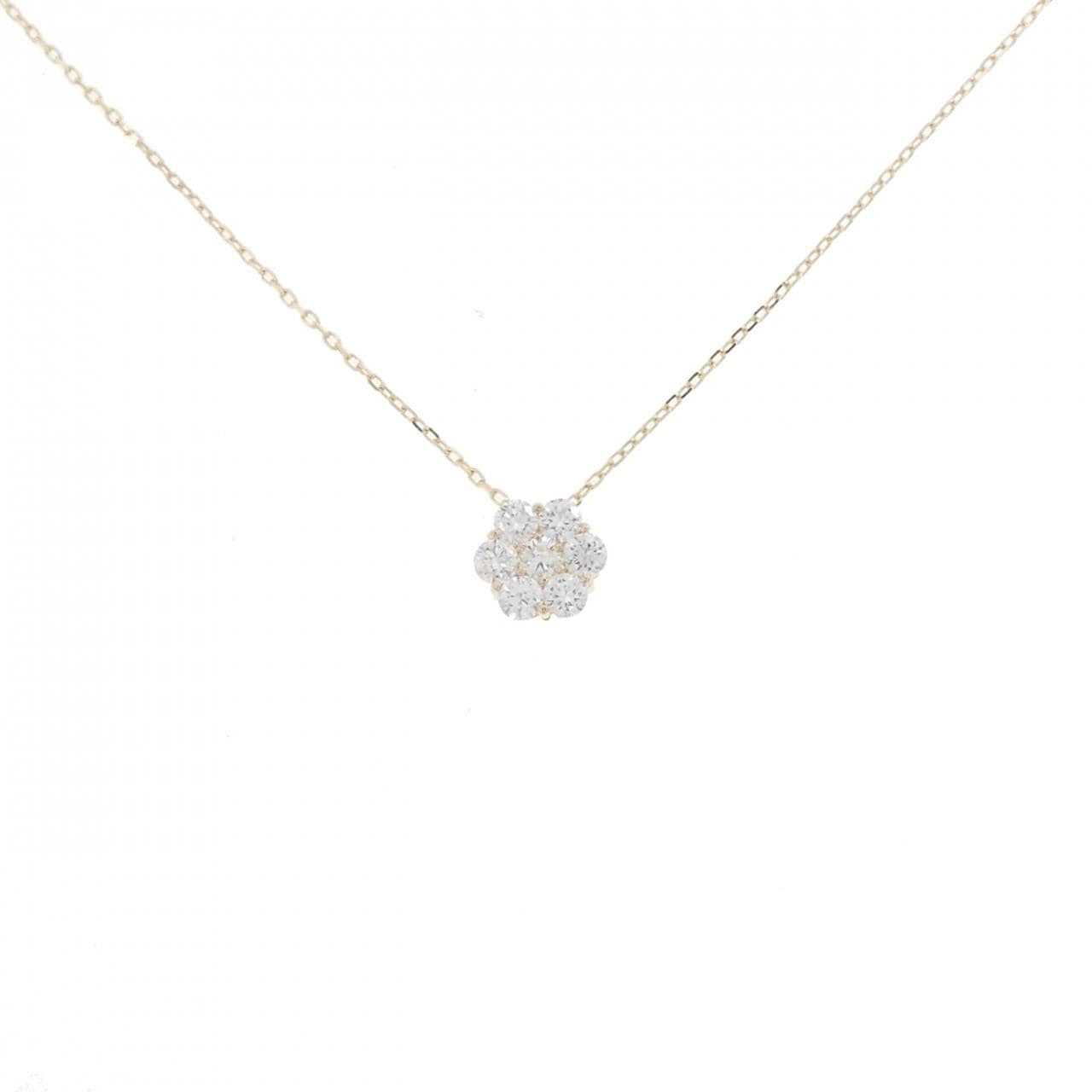 【リメイク】K10YG フラワー ダイヤモンド ネックレス 0.30CT