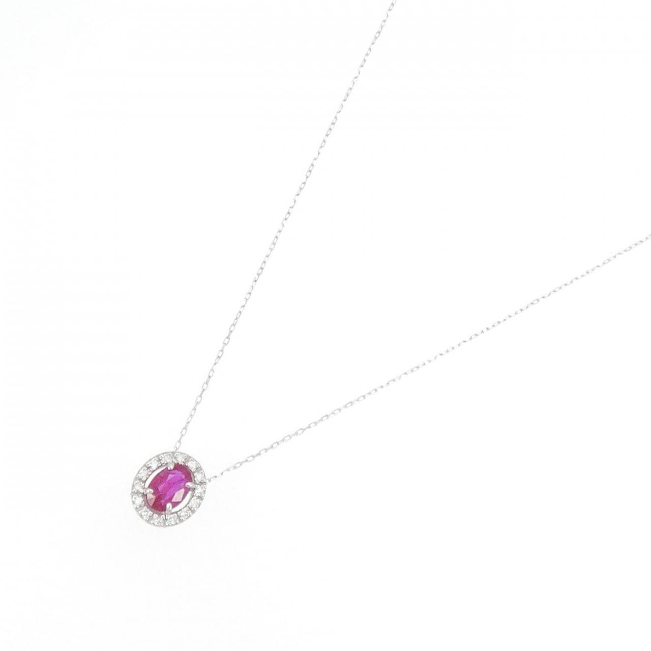 K18WG ルビー ネックレス 0.36CT