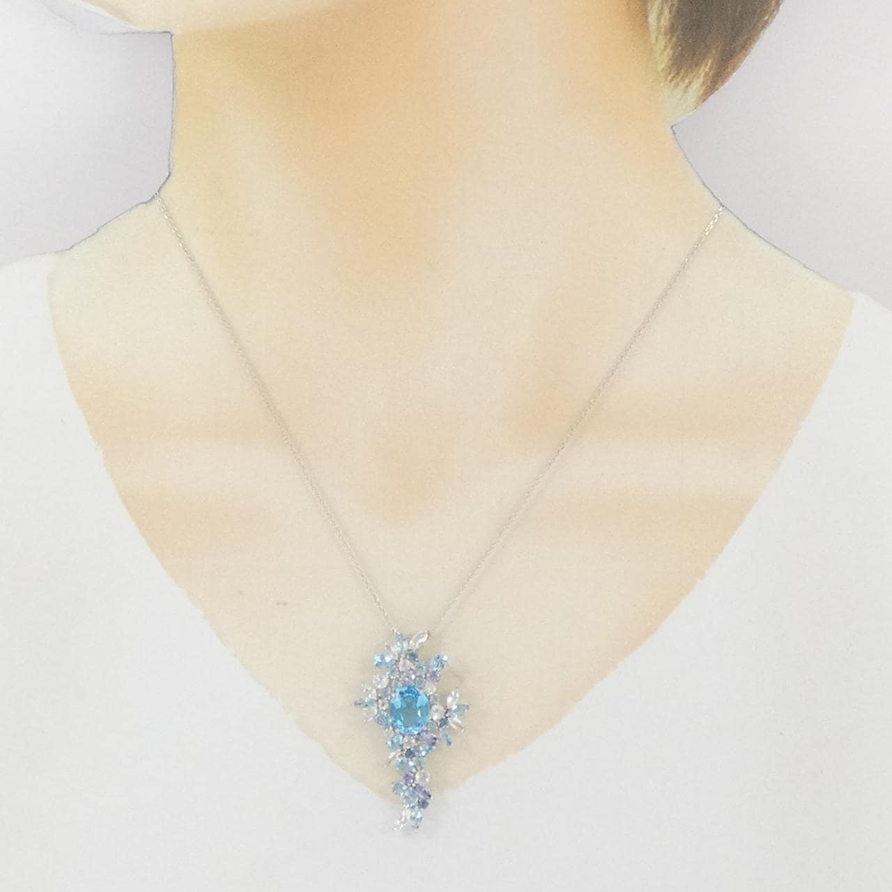 K18WG ブルートパーズ ネックレス 3.10CT