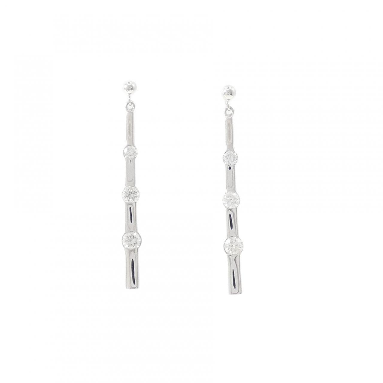 K18WG/PT900 ダイヤモンド ピアス 0.36CT