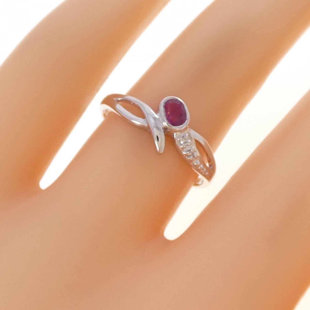 K18WG ルビー リング 0.20CT