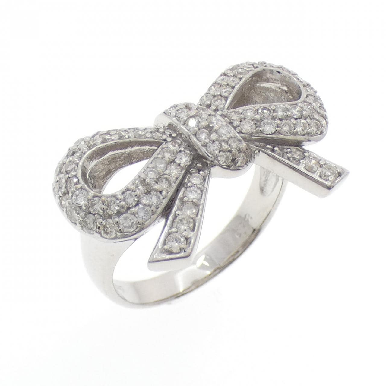 K18WG リボン ダイヤモンド リング 0.72CT