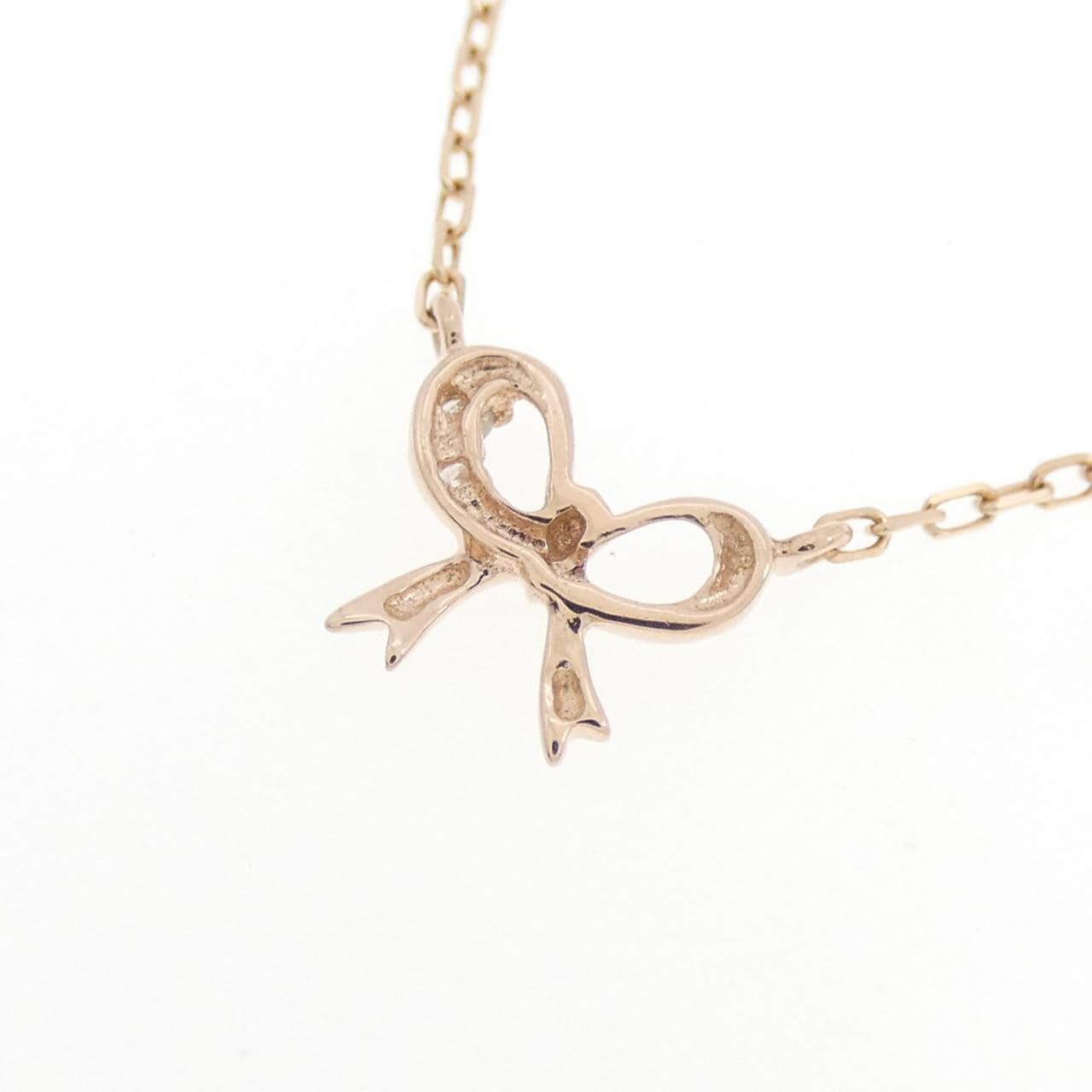 K10PG リボン ダイヤモンド ネックレス