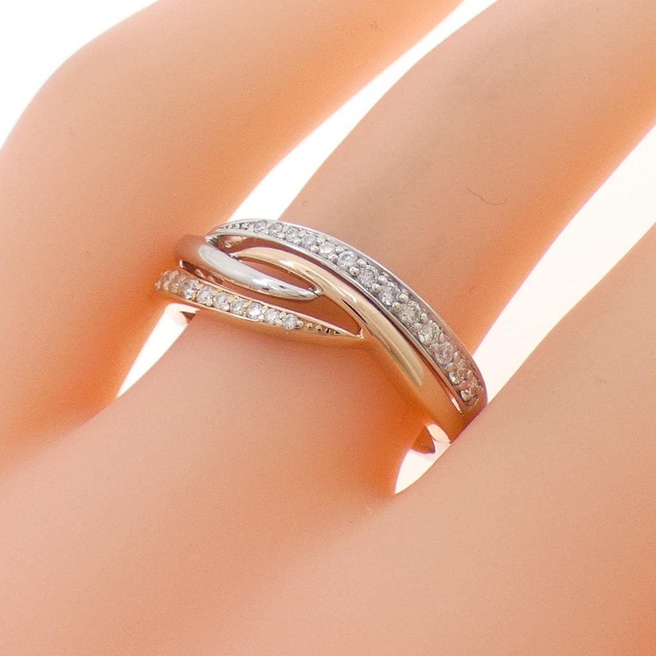 PT950/K18PG ダイヤモンド リング