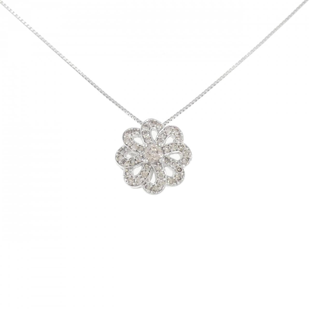 K18WG flower Diamond necklace