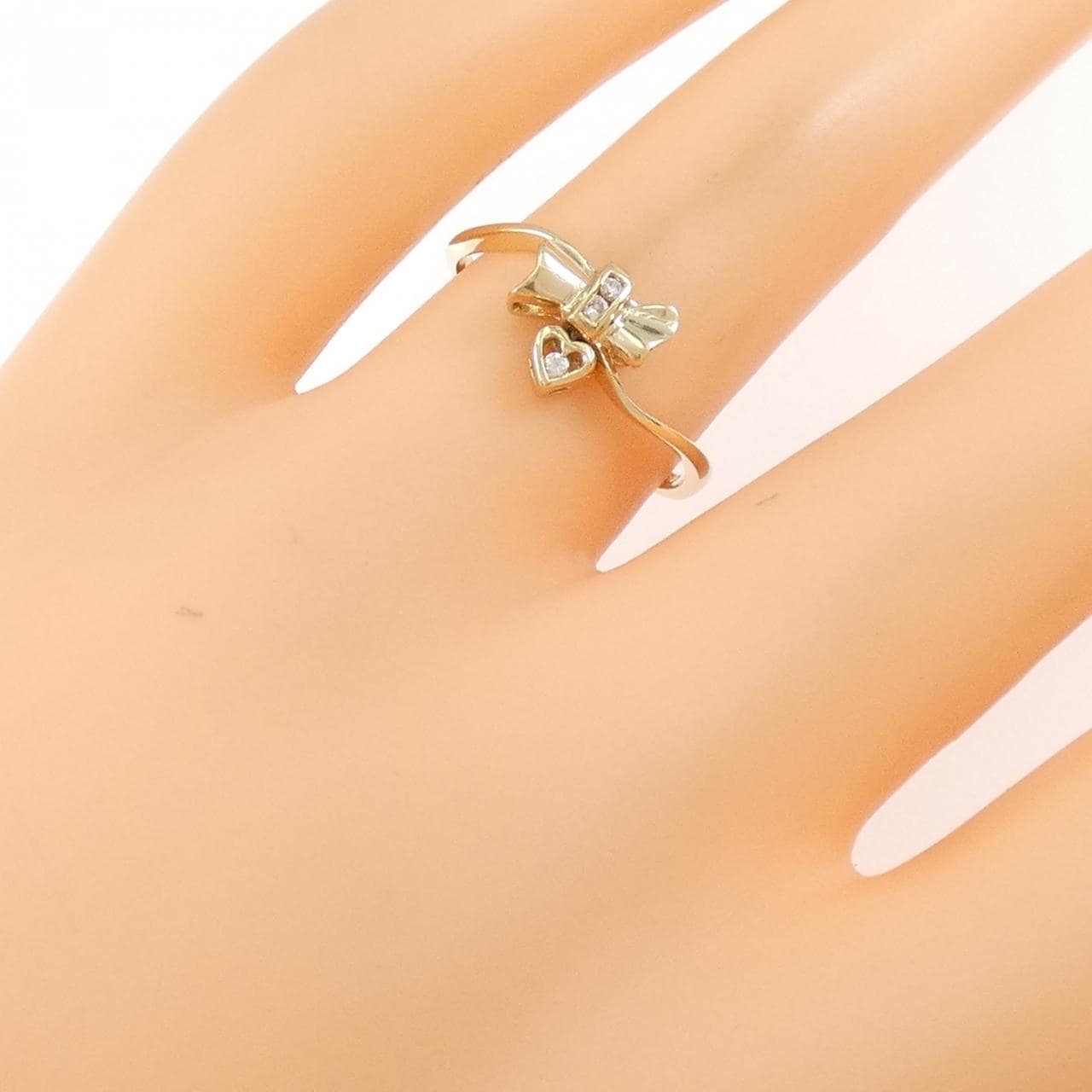 K18YG 心形 x 丝带钻石戒指 0.03CT
