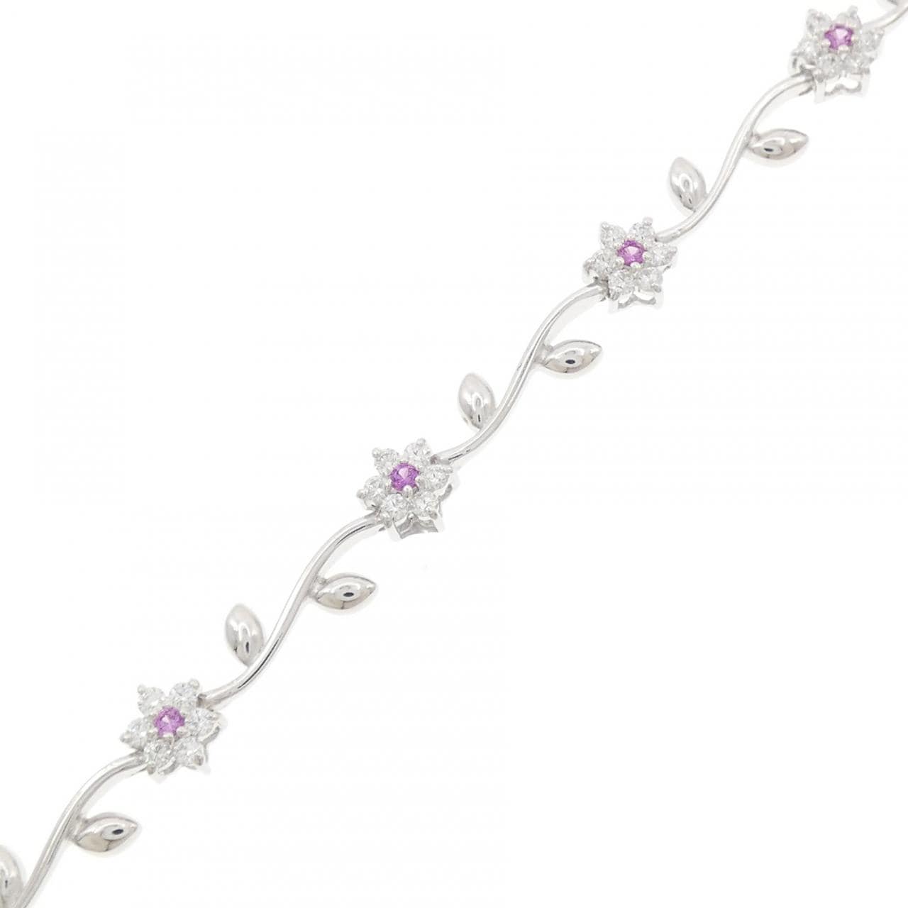 K18WG フラワー サファイヤ ブレスレット 0.16CT