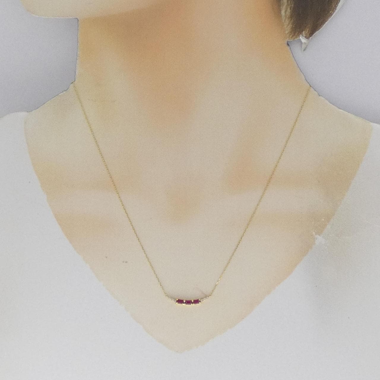 [BRAND NEW] K18YG Ruby Necklace 0.27CT