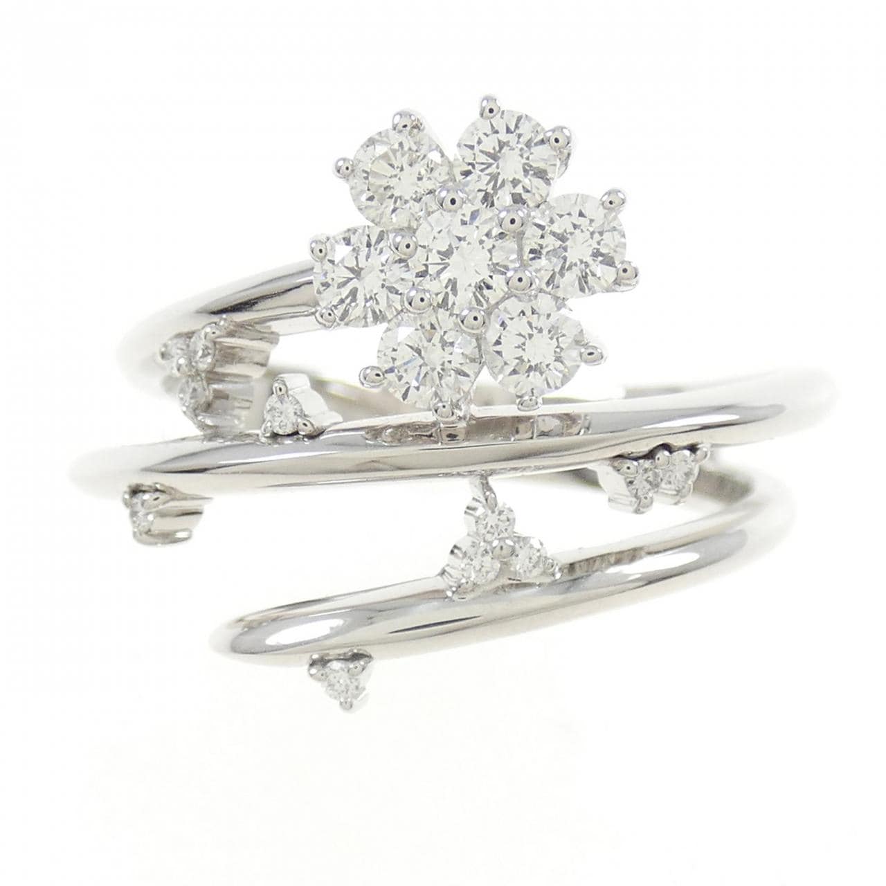 K18WG フラワー ダイヤモンド リング 0.52CT
