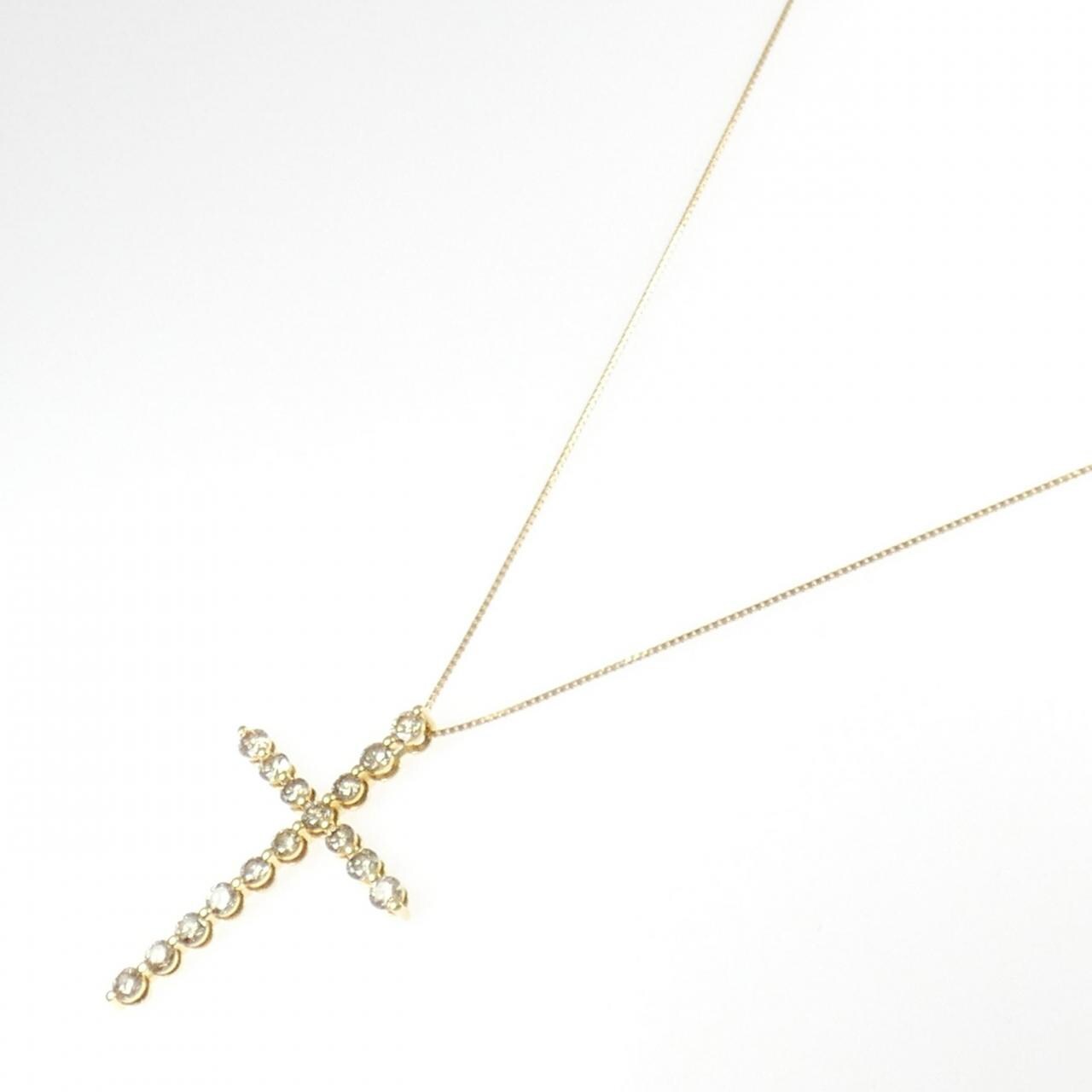 K18YG クロス ダイヤモンド ネックレス 2.30CT
