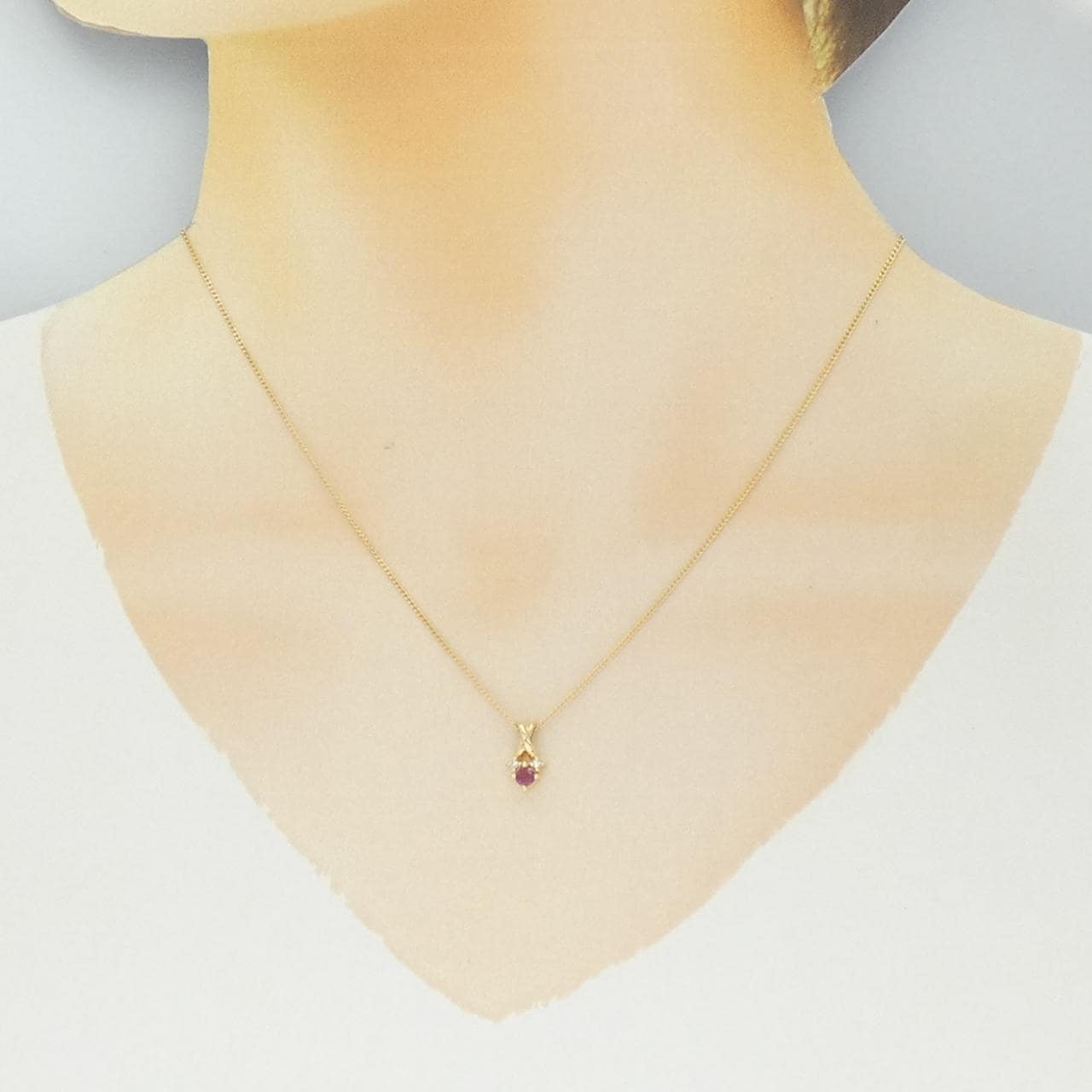 K18YG ルビー ネックレス