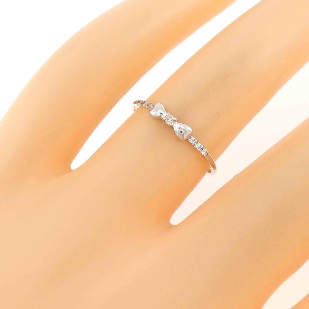 K10WG リボン ダイヤモンド リング 0.04CT